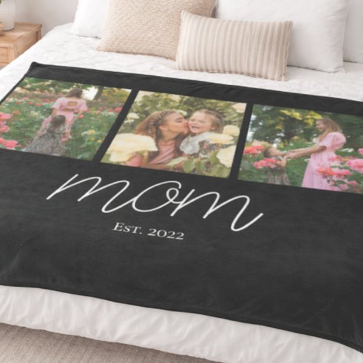 Moeder stelde elegante script zwart 3 foto op fleece deken