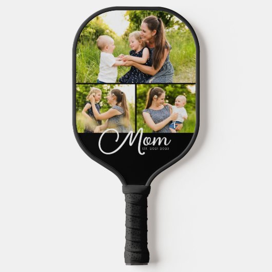 Moeder Stelde Modern Schrift 3 Foto op Pickleball Paddle (Voorkant)