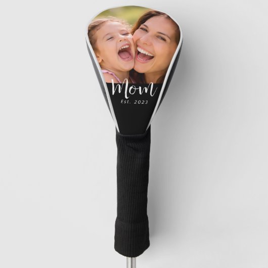 Moeder Stelde Modern Schrift Foto Op Golfheadcover (Voorkant)