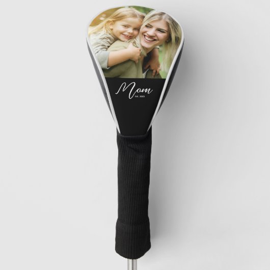 Moeder Stelde Modern Schrift Foto Op Golfheadcover (Voorkant)