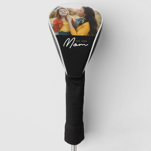 Moeder Stelde Modern Schrift Foto Op Golfheadcover (Voorkant)