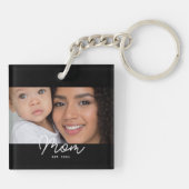 Moeder Stelde Modern Schrift Foto Op Sleutelhanger (Achterkant)