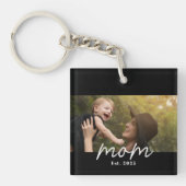 Moeder Stelde Modern Schrift Foto Op Sleutelhanger (Voorkant)