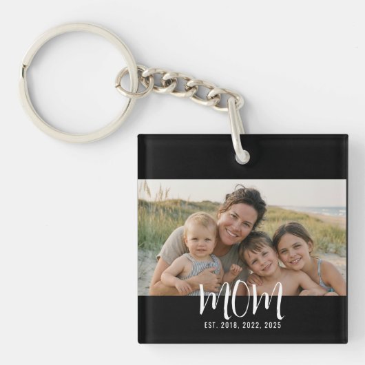 Moeder Stelde Modern Schrift Foto Op Sleutelhanger (Voorkant)