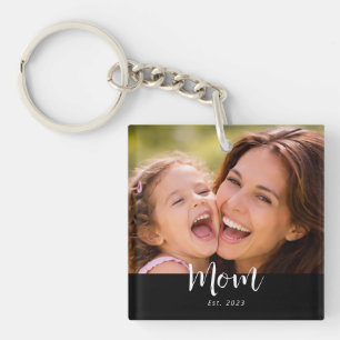 Moeder Stelde Modern Schrift Foto Op Sleutelhanger