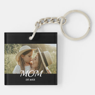 Moeder Stelde Modern Schrift Foto Op Sleutelhanger