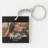 Moeder Stelde Modern Schrift Foto Op Sleutelhanger (Achterkant)