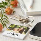 Moeder Stelde Modern Schrift Foto Op Sleutelhanger (Voorkant Rechts)