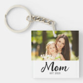 Moeder Stelde Modern Schrift Foto Op Sleutelhanger (Voorkant)