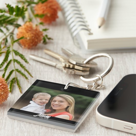 Moeder Stelde Modern Schrift Foto Sleutelhanger (Voorkant Rechts)