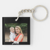 Moeder Stelde Modern Schrift Foto Sleutelhanger (Achterkant)