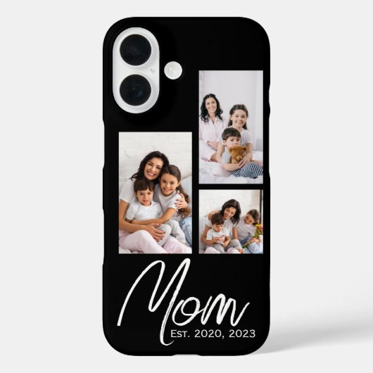 Moeder Stelde Modern Schrift Zwart 3 Foto Case (Achterkant)
