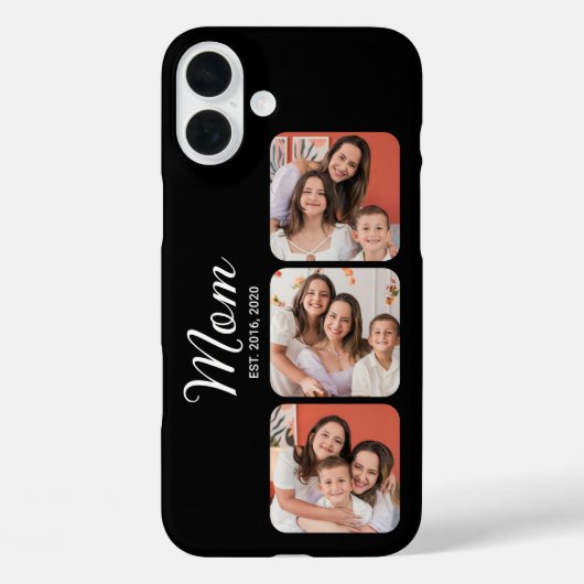 Moeder Stelde Modern Schrift Zwart 3 Foto Case-Mate iPhone Case (Achterkant)