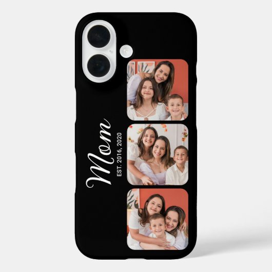 Moeder Stelde Modern Schrift Zwart 3 Foto Case-Mate iPhone Case (Achterkant)