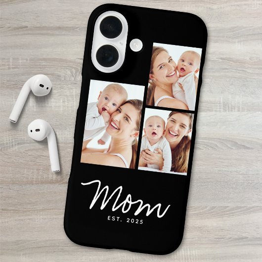 Moeder Stelde Modern Schrift Zwart 3 Foto Case-Mate iPhone Case