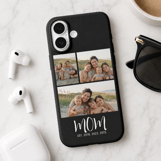 Moeder Stelde Modern Schrift Zwart 3 Foto Case-Mate iPhone Case
