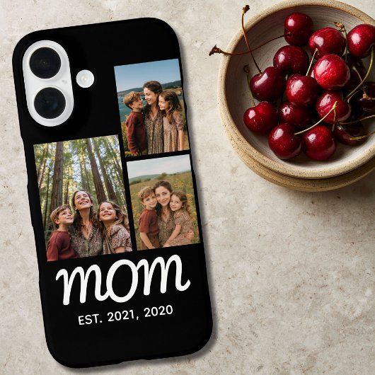 Moeder Stelde Modern Schrift Zwart 3 Foto Case-Mate iPhone Case
