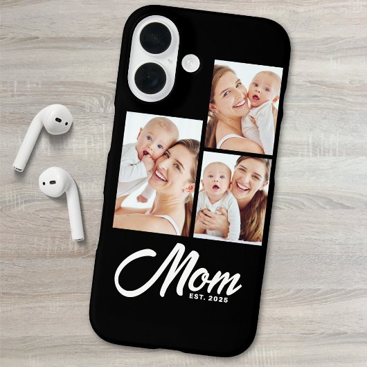Moeder Stelde Modern Schrift Zwart 3 Foto Case-Mate iPhone Case