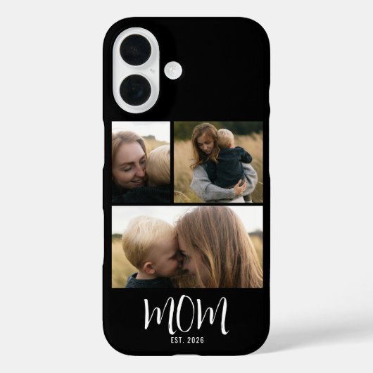 Moeder Stelde Modern Schrift Zwart 3 Foto Case-Mate iPhone Case (Achterkant)