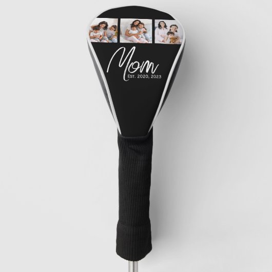 Moeder Stelde Modern Schrift Zwart 3 Foto Golfheadcover (Voorkant)