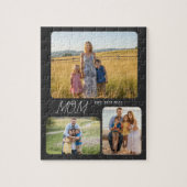 Moeder Stelde Modern Schrift Zwart 3 Foto Legpuzzel (Verticaal)