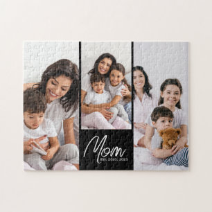 Moeder Stelde Modern Schrift Zwart 3 Foto Legpuzzel