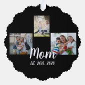 Moeder Stelde Modern Schrift Zwart 3 Foto Ornament Kaart (Achterkant)