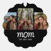 Moeder Stelde Modern Schrift Zwart 3 Foto Ornament Kaart (Voorkant)