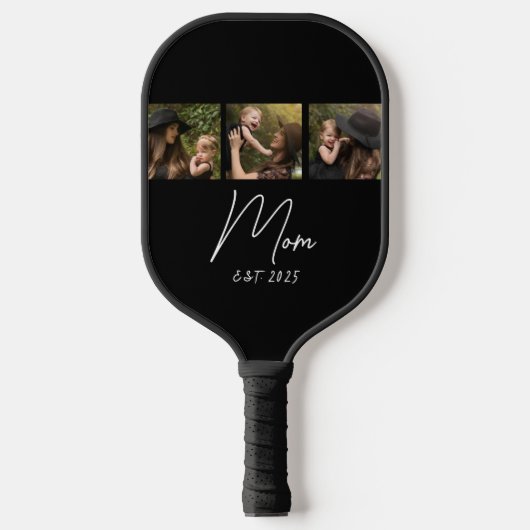 Moeder Stelde Modern Schrift Zwart 3 Foto Pickleball Paddle (Voorkant)