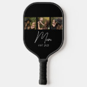 Moeder Stelde Modern Schrift Zwart 3 Foto Pickleball Paddle (Achterkant)