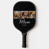 Moeder Stelde Modern Vet Schrift Zwart 3 Foto Pickleball Paddle (Achterkant)