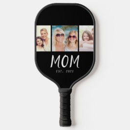 Moeder Stelde Modern Vet Schrift Zwart 3 Foto Pickleball Paddle