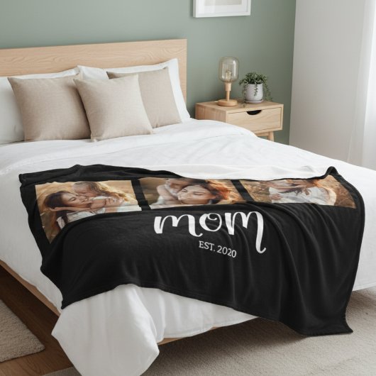 Moeder Stelde Modern Vet Script Zwart 3 Foto Fleece Deken