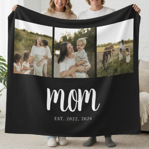 Moeder Stelde Modern Vet Script Zwart 3 Foto Fleece Deken
