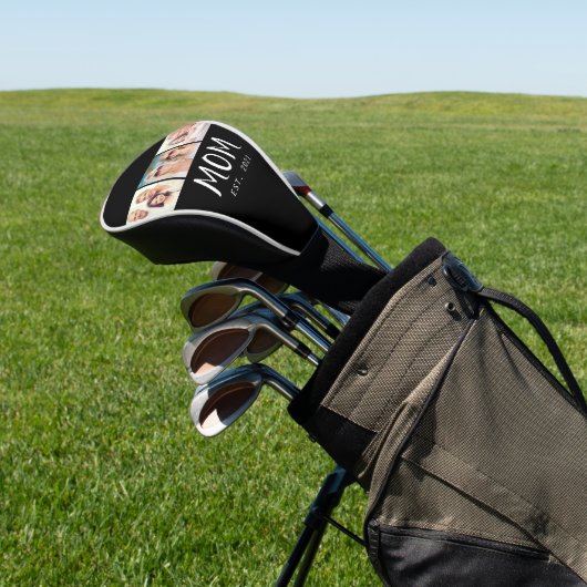Moeder Stelde Modern Vet Script Zwart 3 Foto Golfheadcover (Insitu)