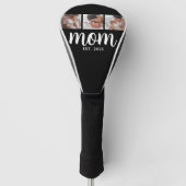 Moeder Stelde Modern Vet Script Zwart 3 Foto Golfheadcover (Voorkant)
