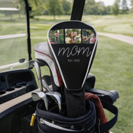 Moeder Stelde Modern Vet Script Zwart 3 Foto Golfheadcover