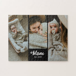 Moeder Stelde Modern Vet Script Zwart 3 Foto Legpuzzel