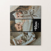 Moeder Stelde Modern Vet Script Zwart 3 Foto Legpuzzel (Verticaal)