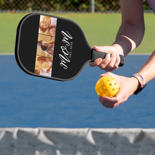 Moeder Stelde Modern Vet Script Zwart 3 Foto Pickleball Paddle (Insitu)