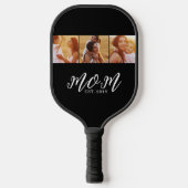 Moeder Stelde Modern Vet Script Zwart 3 Foto Pickleball Paddle (Voorkant)