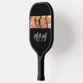 Moeder Stelde Modern Vet Script Zwart 3 Foto Pickleball Paddle (Links)