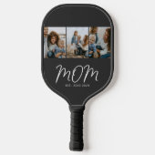 Moeder Stelde Modern Vet Script Zwart 3 Foto Pickleball Paddle (Achterkant)