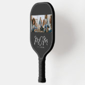 Moeder Stelde Modern Vet Script Zwart 3 Foto Pickleball Paddle (Links)