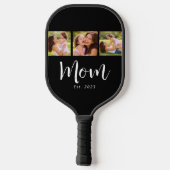 Moeder Stelde Modern Vet Script Zwart 3 Foto Pickleball Paddle (Achterkant)