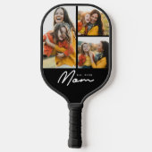 Moeder Stelde Modern Vet Script Zwart 3 Foto Pickleball Paddle (Achterkant)