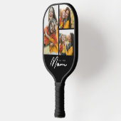 Moeder Stelde Modern Vet Script Zwart 3 Foto Pickleball Paddle (Links)