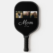 Moeder Stelde Modern Vet Script Zwart 3 Foto Pickleball Paddle (Achterkant)