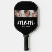 Moeder Stelde Modern Vet Script Zwart 3 Foto Pickleball Paddle (Voorkant)