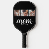 Moeder Stelde Modern Vet Script Zwart 3 Foto Pickleball Paddle (Achterkant)